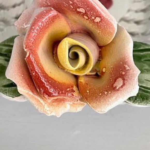 Beautiful Italian Capodimonte Style Vintage Hand Painted Basket Floral Embossed - Picture 5 of 9